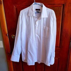 Tiglio Dippio Ritorto White Weave Long Sleeve Dress Neck 18.5 Shirt